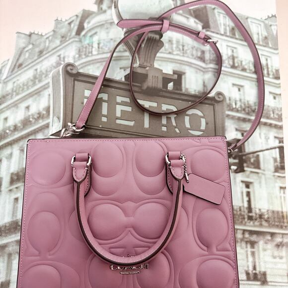 Coach CY670 Maggie Small Tote Bag In Signature Leather IN Jasmine - Picture 6 of 7